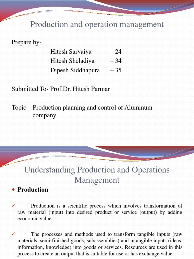 Production And Operation Management Pdf Aluminium Operations