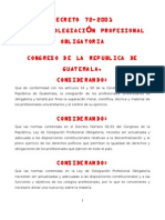 Ley de Colegiacion Profesional DECRETO 72-2001