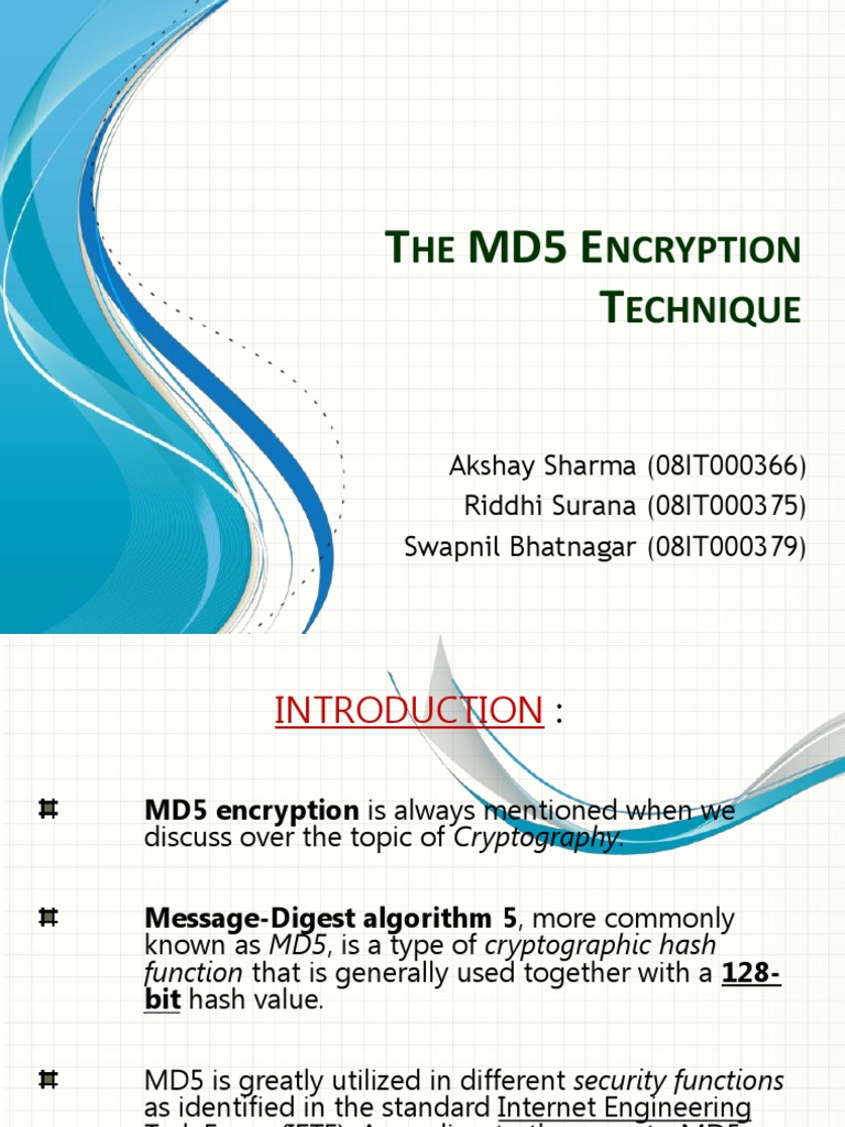 MD5 Encryption: Overview & Applications | PDF | Cryptography | Secure ...