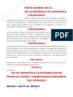 Ley de Impuesto A La Distribucion de Petroleo Crudo DECRETO 38-92