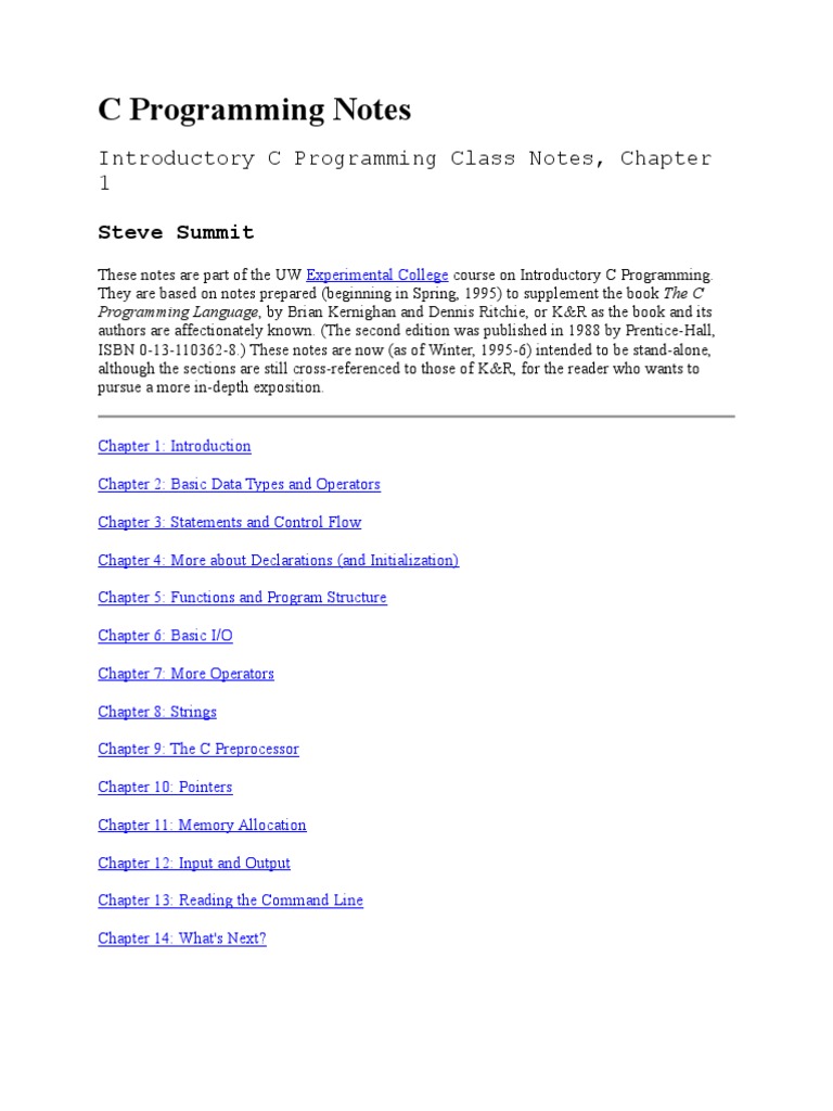 C Programming Notes | C (Programming Language) | Data Type