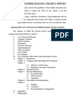 Arrangement of Contents of Summer Training Project Report