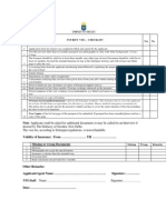 Tourist Visa - Checklist Yes No