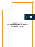 Guide D'Elaboration Du Cahier Des Prescriptions Speciales Des Marches D'Etudes