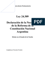 Ley 24309. Debate en Senado. Reforma Constitucional. Argentina