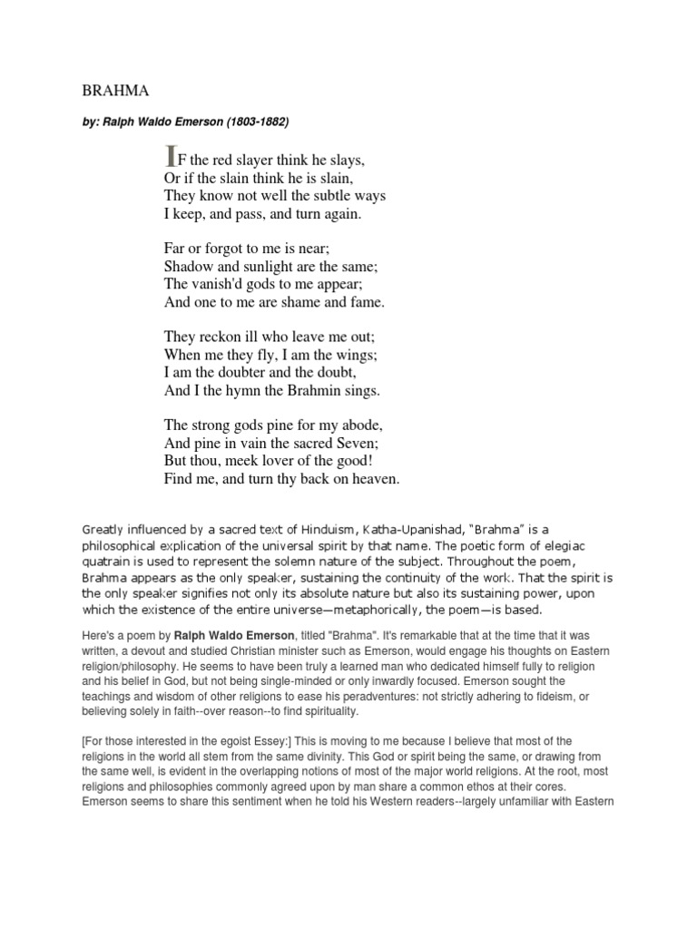 SymphonyIII 9.1 Brahma by Ralph Waldo Emerson Ralph Waldo Emerson God