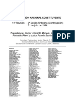 Reforma Constitucional de 1994. Argentina. Debate Del 21 de Julio de 1994
