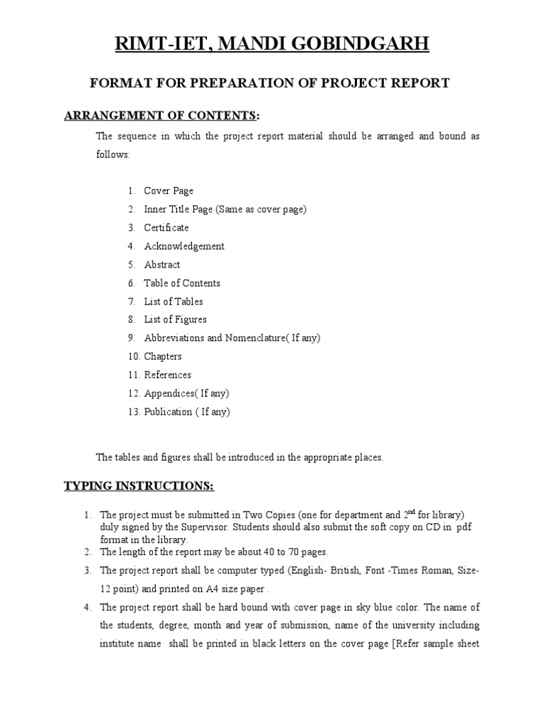 Project Report Format | PDF | Publishing | Nature