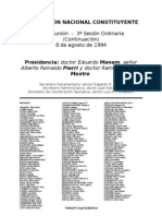 Reforma Constitucional de 1994. Argentina. Debate del 8 de agosto de 1994