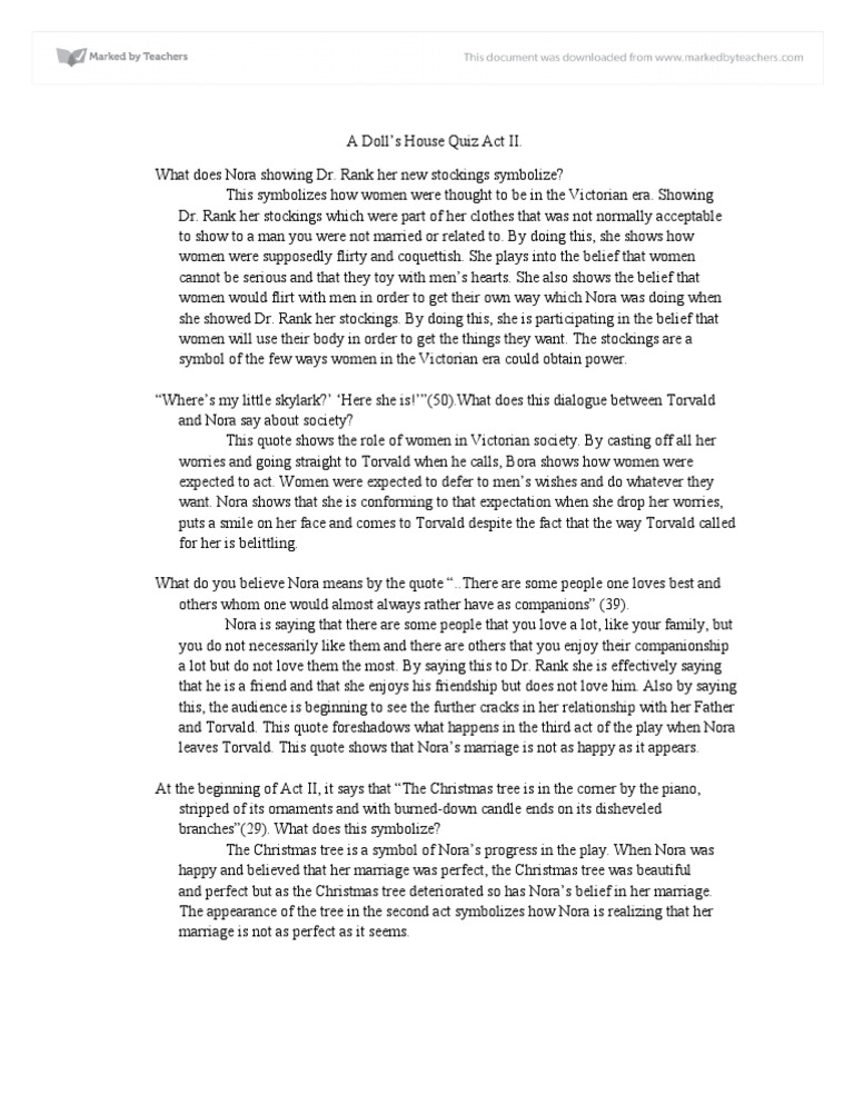 A Dolls House Quote Analysis | A Doll's House