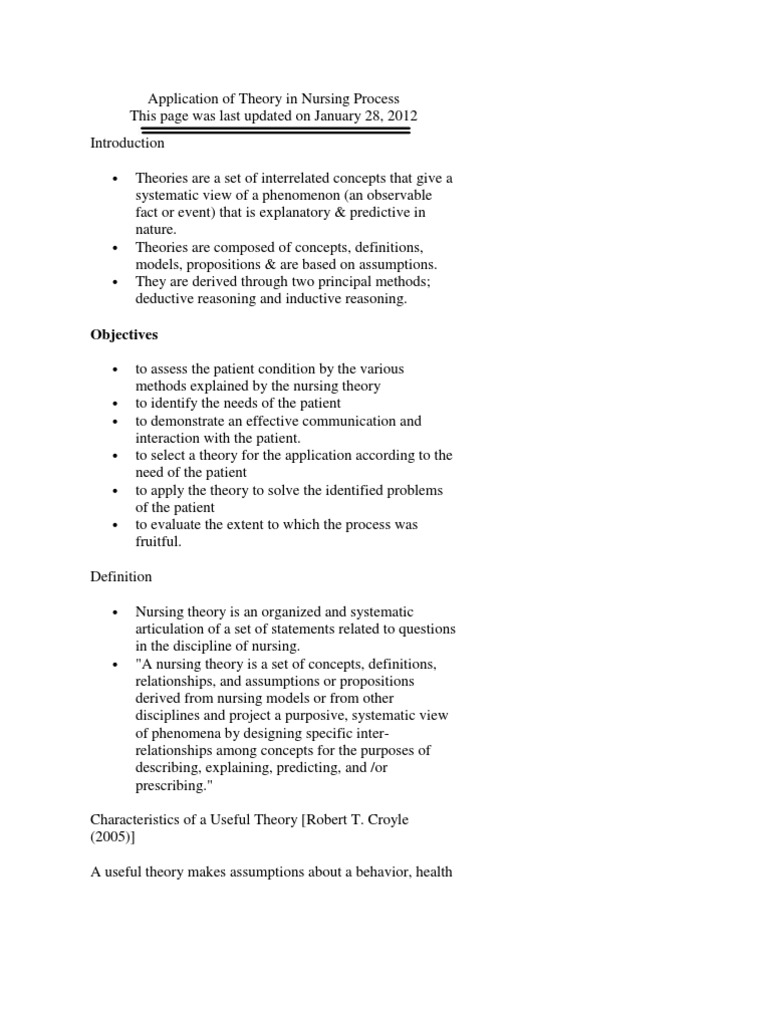 Orlando's deliberative nursing process theory: a practice application in an extended care facility picture
