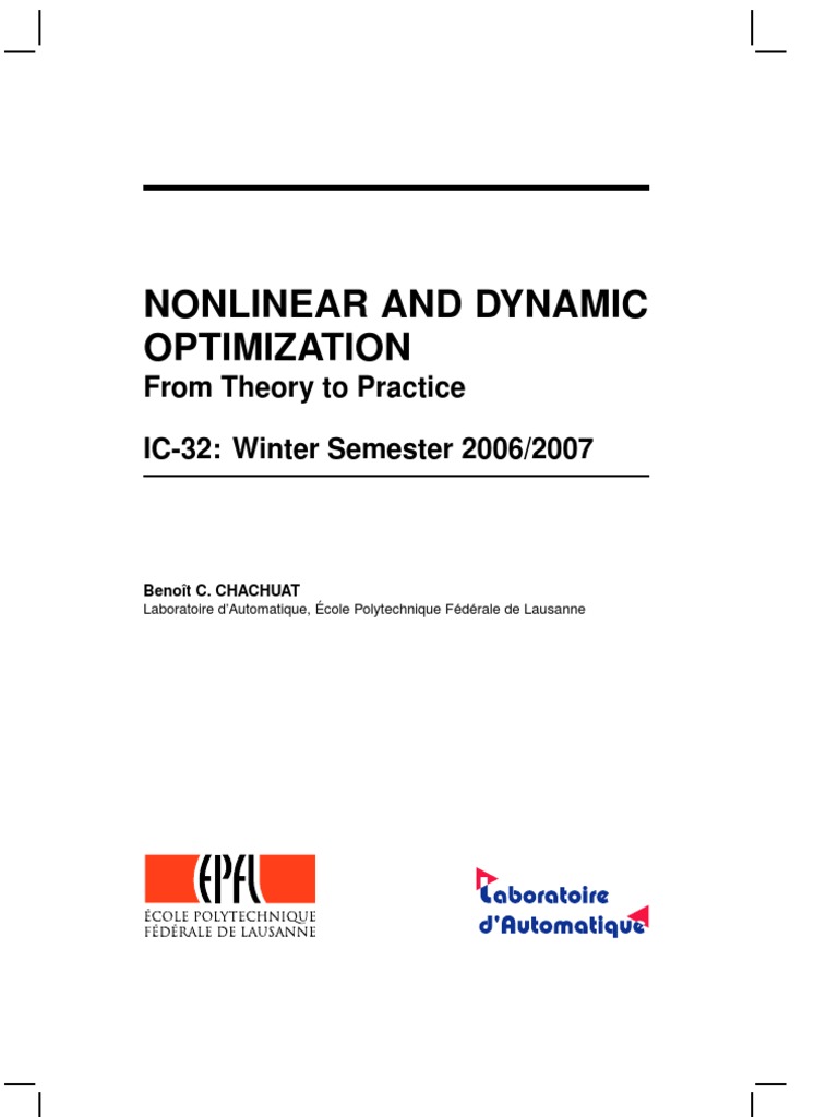 Nonlinear and Dynamic Optimization | Optimal Control | Mathematical  Optimization