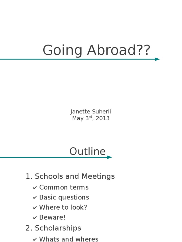 Study Abroad Guide: Schools & Scholarships | PDF | Test Of English As A ...