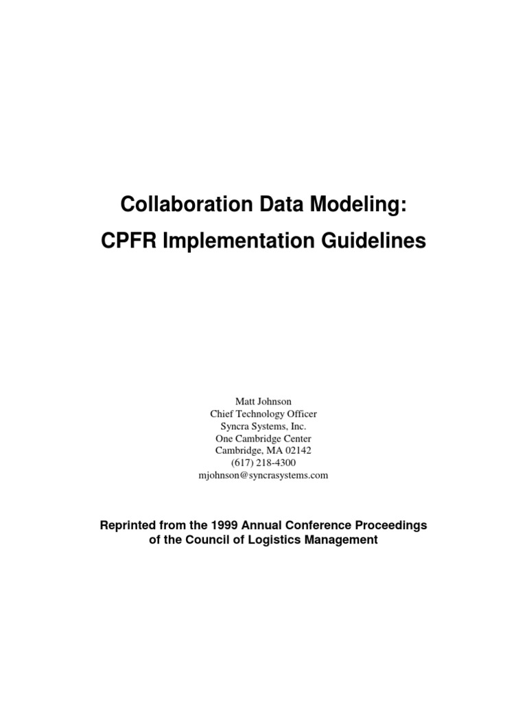 CPFR Data Modeling Guidelines | PDF | Business