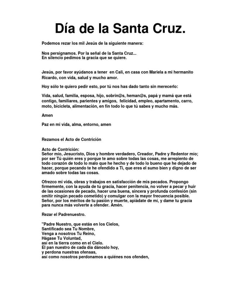 Oraciones para el Día de la Santa Cruz | PDF | orador del Señor ...