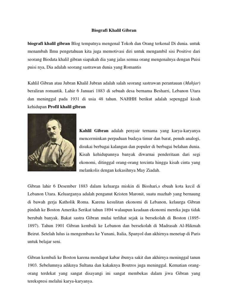 Puisi Karya Kahlil Gibran Tentang Kehidupan Kt Puisi