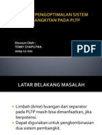 Analisis Pengoptimalan Sistem Pembangkitan Pada PLTP