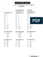 Answer Key: 11 (J) (Date: 03-07-2011) Review Test-1