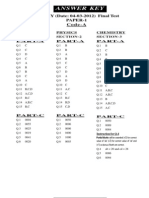 04 03 2012 XIII VXY Paper I II Final Test Code A Key