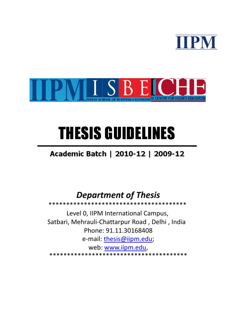 Thesis Guide for IIPM Students | PDF | Thesis | Strategic Management