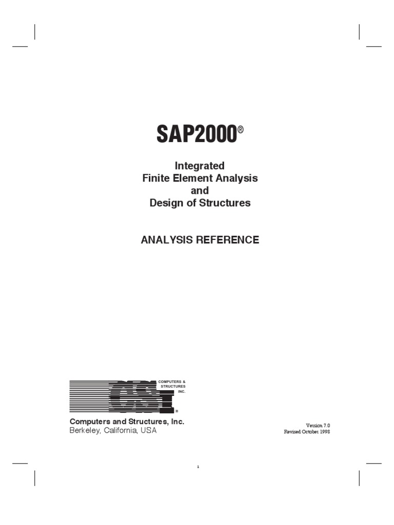 Sap 2000 Analysis Reference | PDF