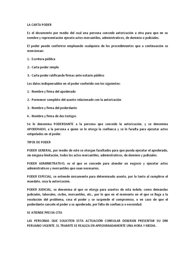 La Carta Poder Herencia Propiedad