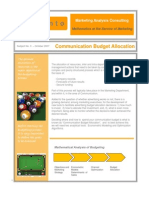 Communication Budget Allocation: Marketing Analysis Consulting