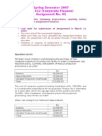 Corporate Finance - FIN622 Spring 2007 Assignment 01