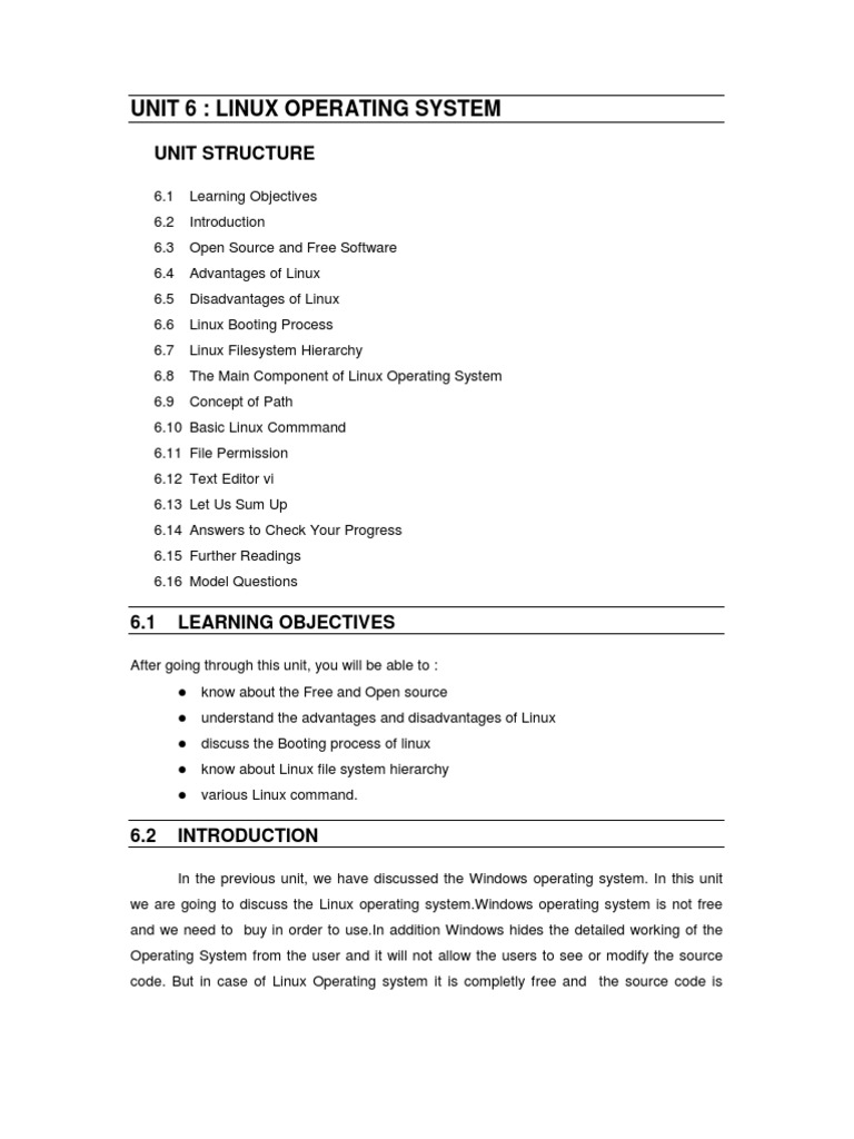 Unit 6 Linux Operating System | PDF | Booting | Free Software