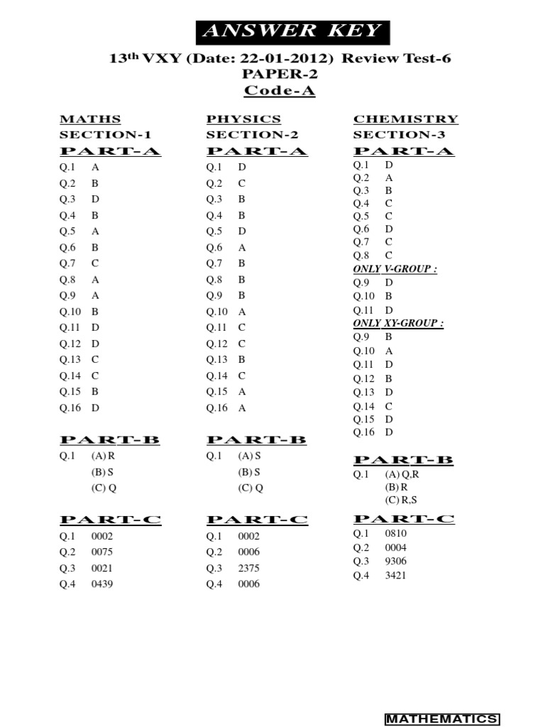 RT Solutions-22!01!2012 XIII VXY Paper II Code A Sol | PDF | Teaching ...
