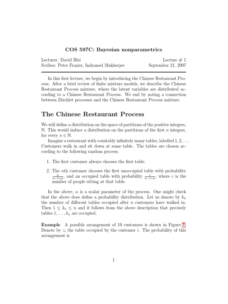 Chinese Restaurant Process | Download Free PDF | Probability ...