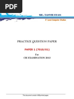 O Level Computer Studies - Practice Questions For Cie Exams 2013