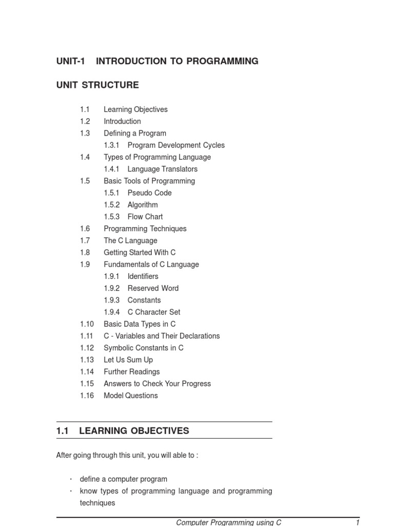 Unit 1 - Introduction To Programming | PDF | Integer (Computer Science ...