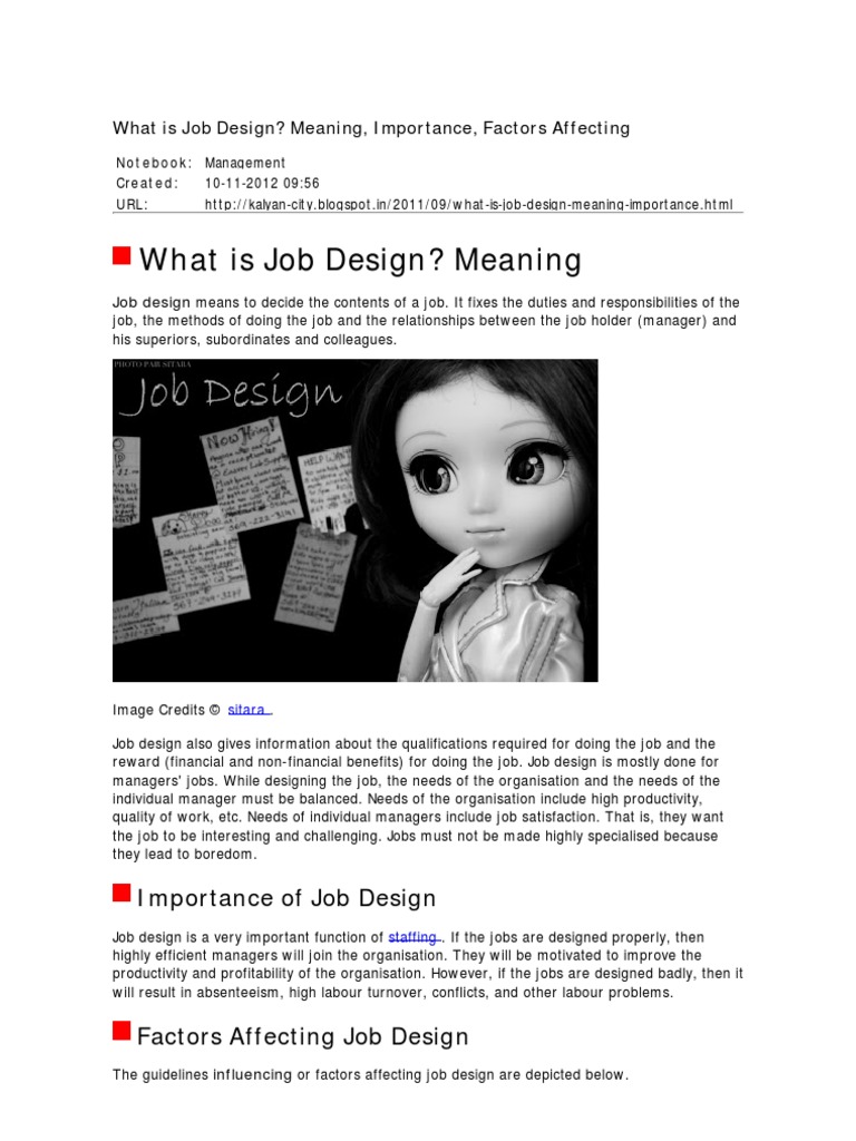 What Is Job Design? Meaning, Importance, Factors Affecting PDF
