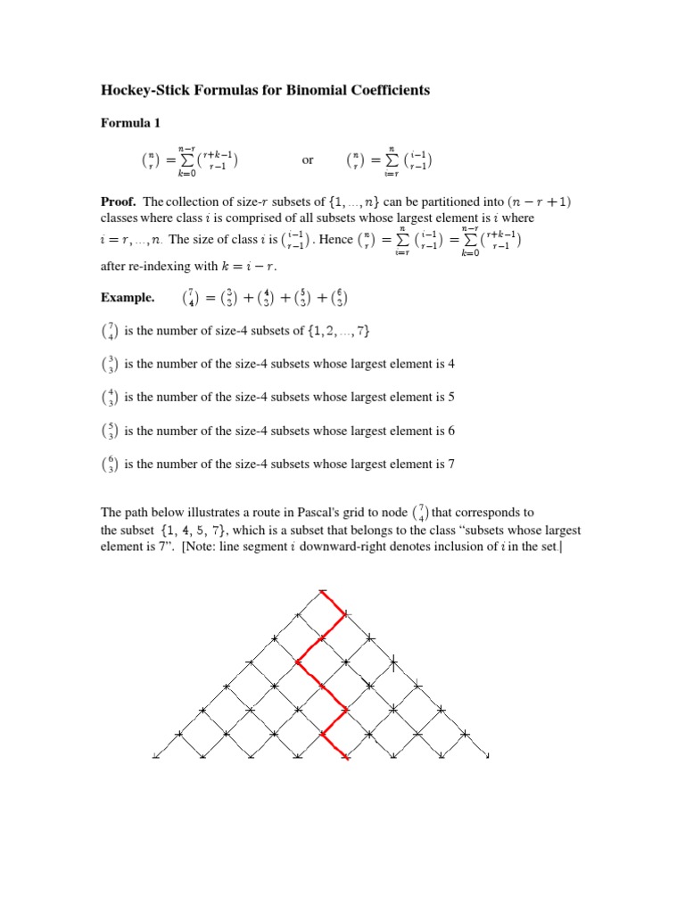Hockey Stick Formula | PDF | Subset | Discrete Mathematics