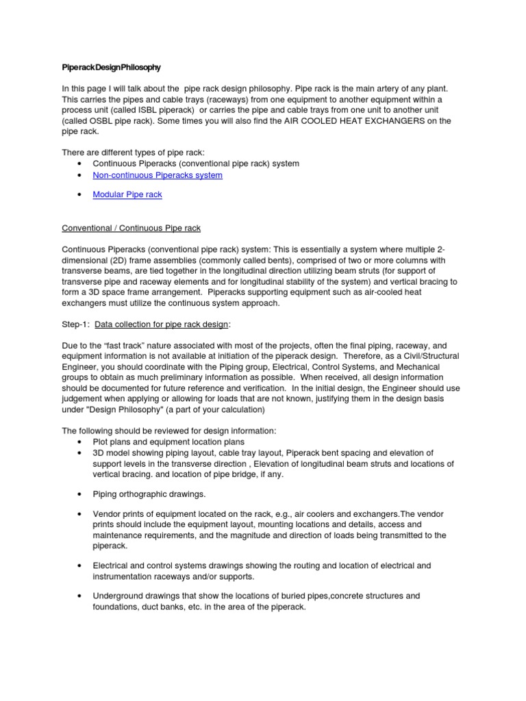 Pipe Rack Design Philosophy Beam (Structure)