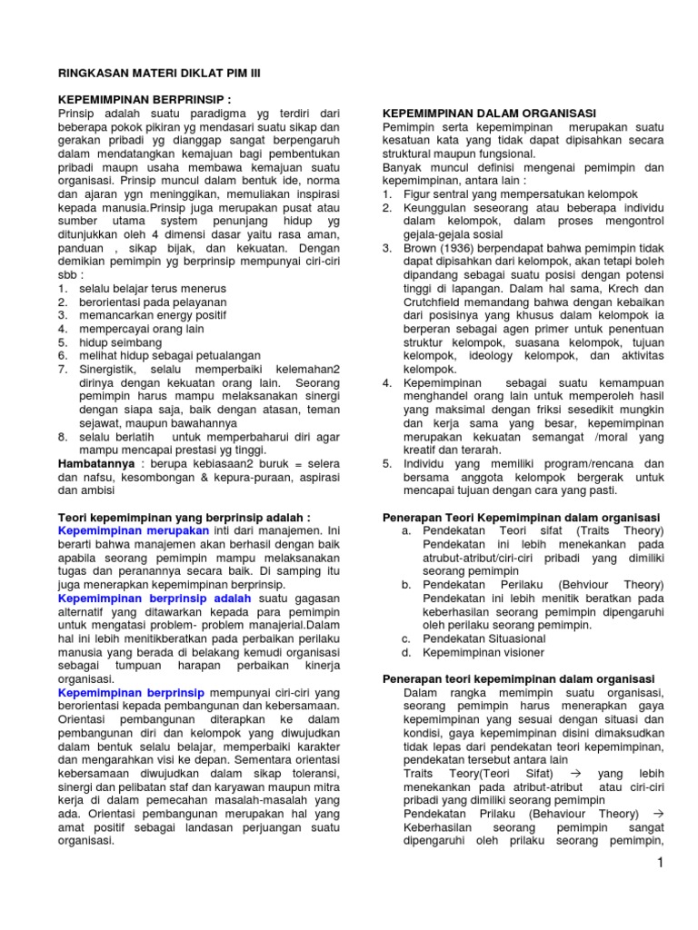 Soal Ujian Pim 3 Kepemmpnan