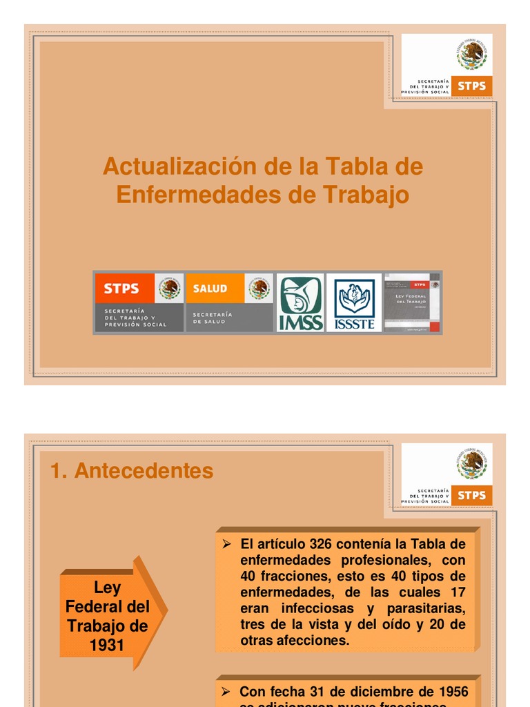 Actualización de la Tabla de Enfermedades de Trabajo México Hospital