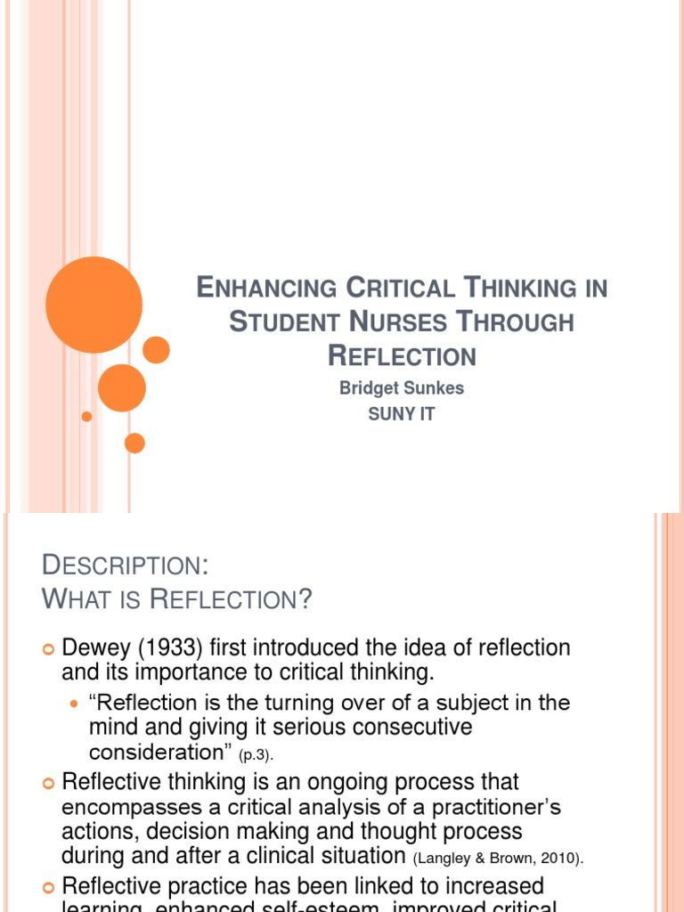 Enhancing Critical Thinking in Student Nurses Through Reflection | PDF ...