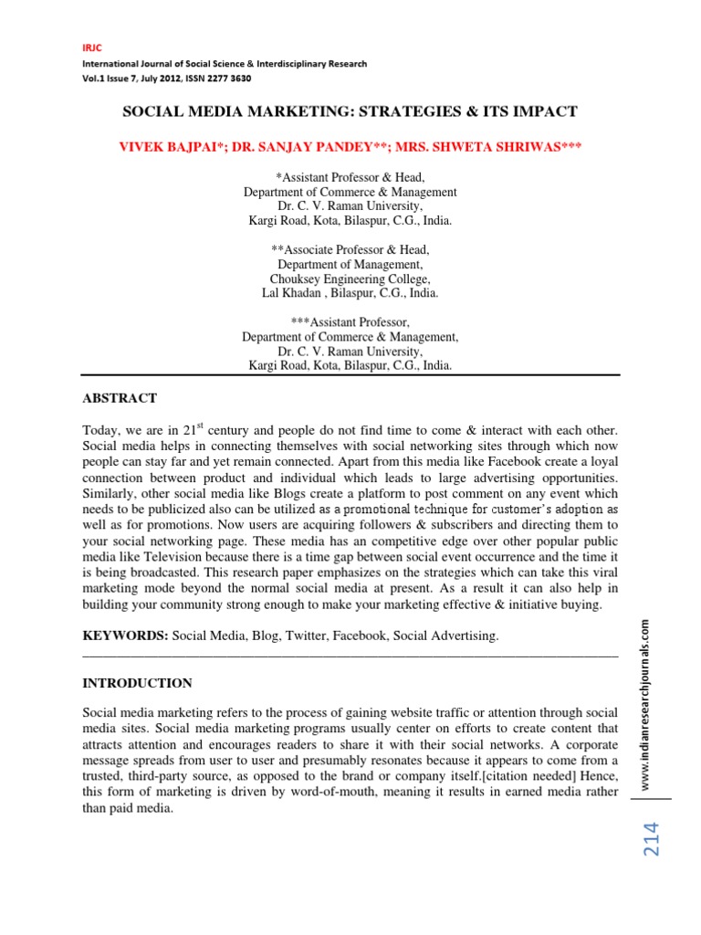 Social Media Marketing Strategies & Impact | PDF | Career & Growth ...