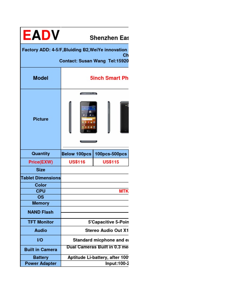 5-Inch Android Tablet Specs & Pricing | PDF