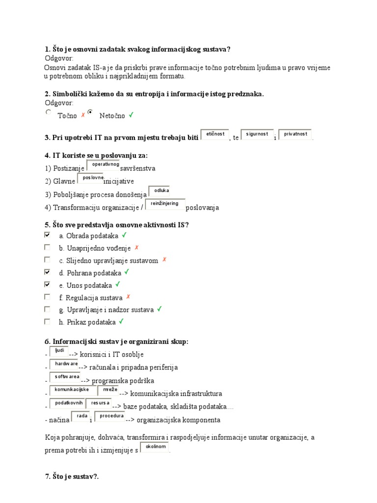 Odgovori Test 1 | PDF