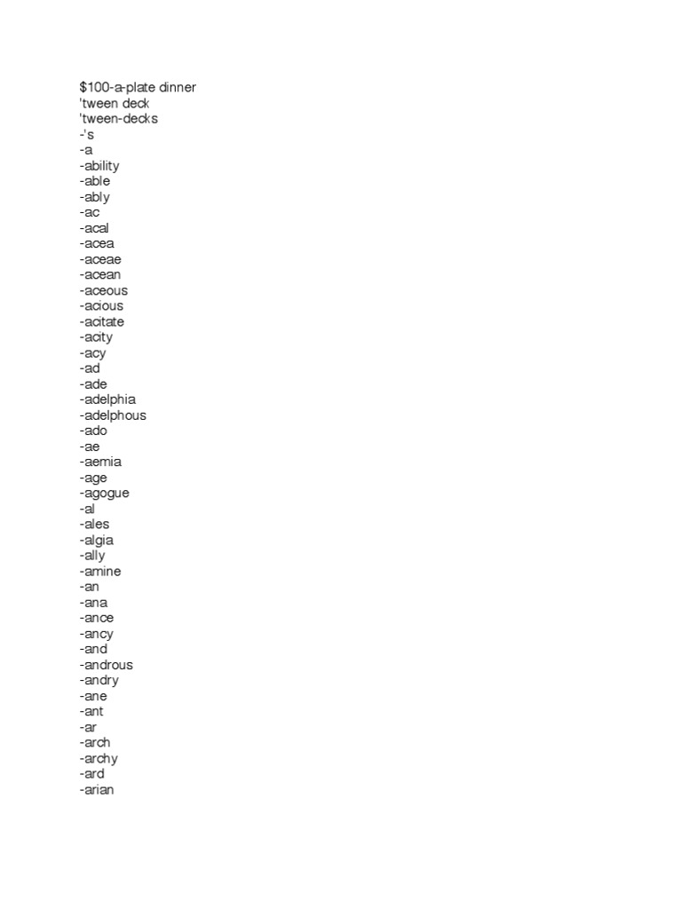List of Hyphenated Words - 
