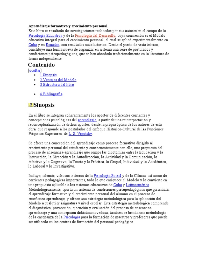 Aprendizaje Formativo y Crecimiento Personal | PDF | Desarrollo ...