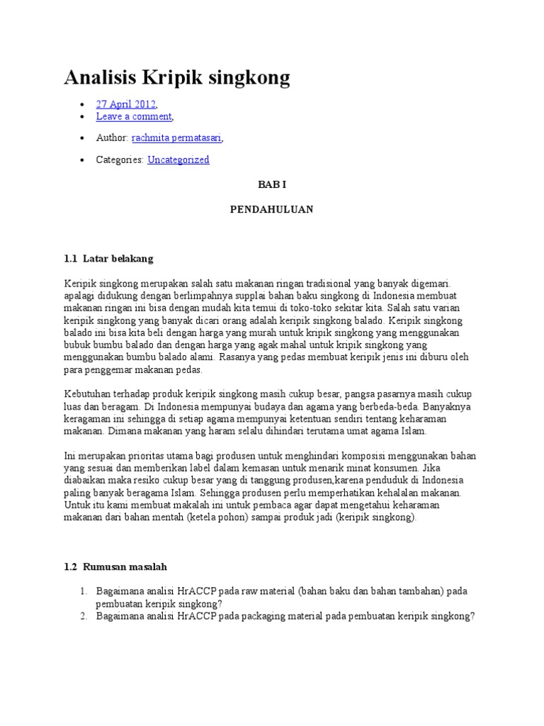 Analisis Kripik Singkong