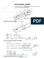 Vigas Inclinadas - Exemplo - Viga Biapoiada Com Balanco Superior Submetida A Uma Forca Vertical Uniformemente Distribuida Ao Longo Da Direcao Inclinada