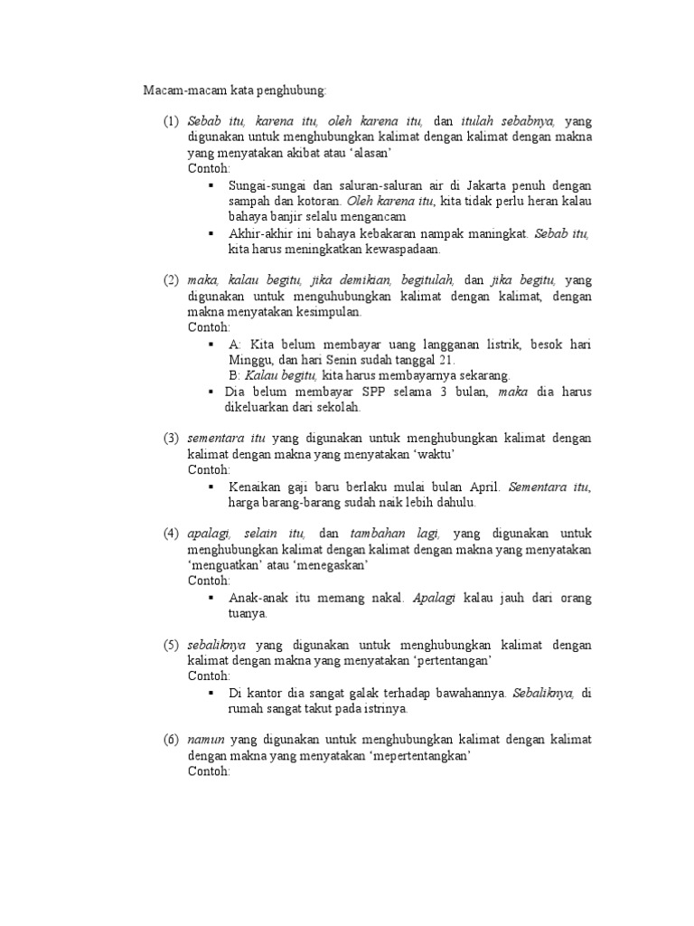 Contoh Kalimat Kata Penghubung Mosaicone