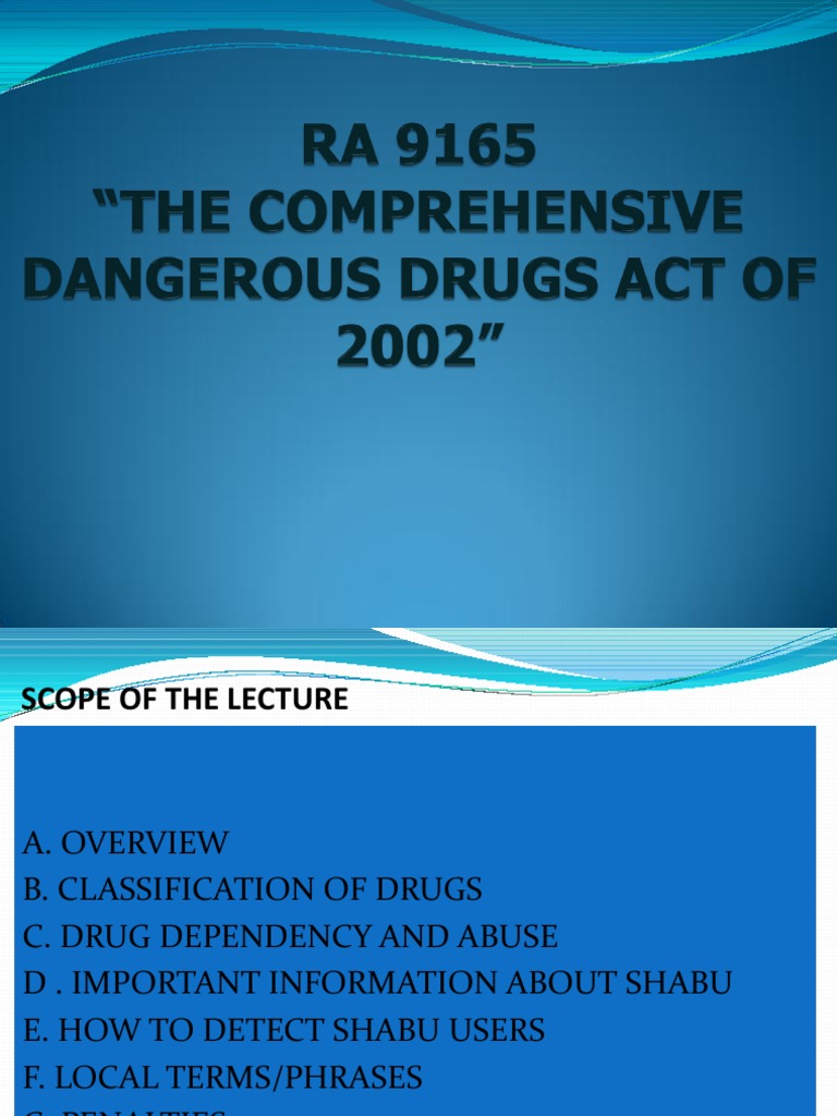 Ra 9165 Lecture Substance Abuse Substance Dependence