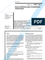 NBR 13817-1997 (ISO 13006-1995) Placas Cerâmicas para Revestimento - Classificação