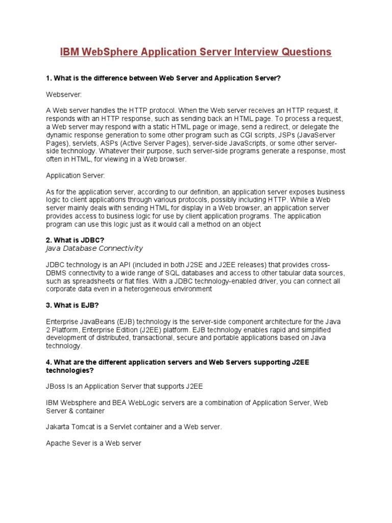 IBM WebSphere Interview Guide | PDF | Application Server | Web Server